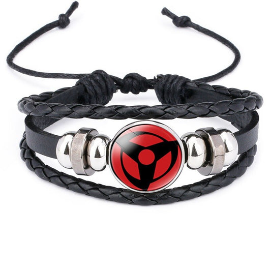 Kakashi Obito Uchiha Cosplay Braided Leather Anime Bracelet