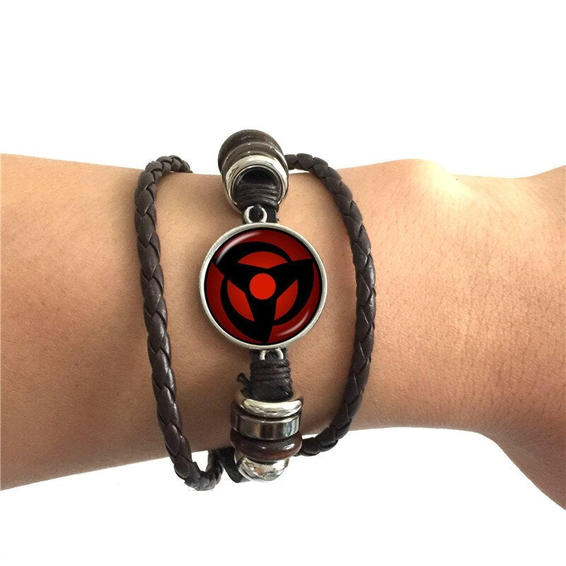 Kakashi Obito Uchiha Cosplay Braided Leather Anime Bracelet