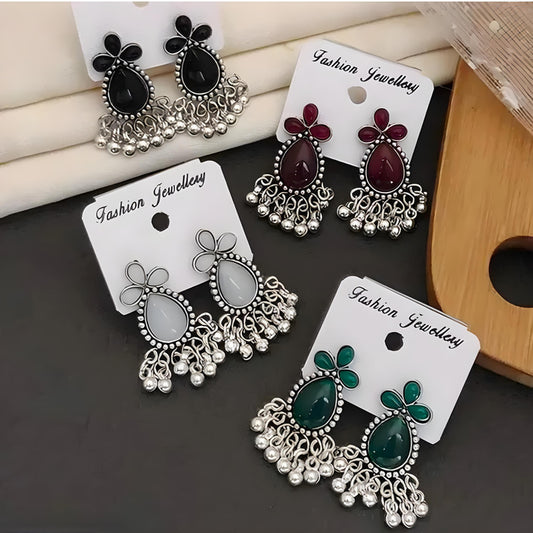 piece oxidized silver small earrings