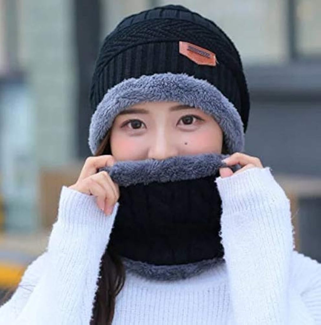 Kashmiri Two in One Premium Woolen Cap Set